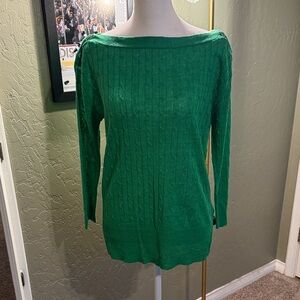 J. Crew Emerald Boatneck Cable-Knit Sweater